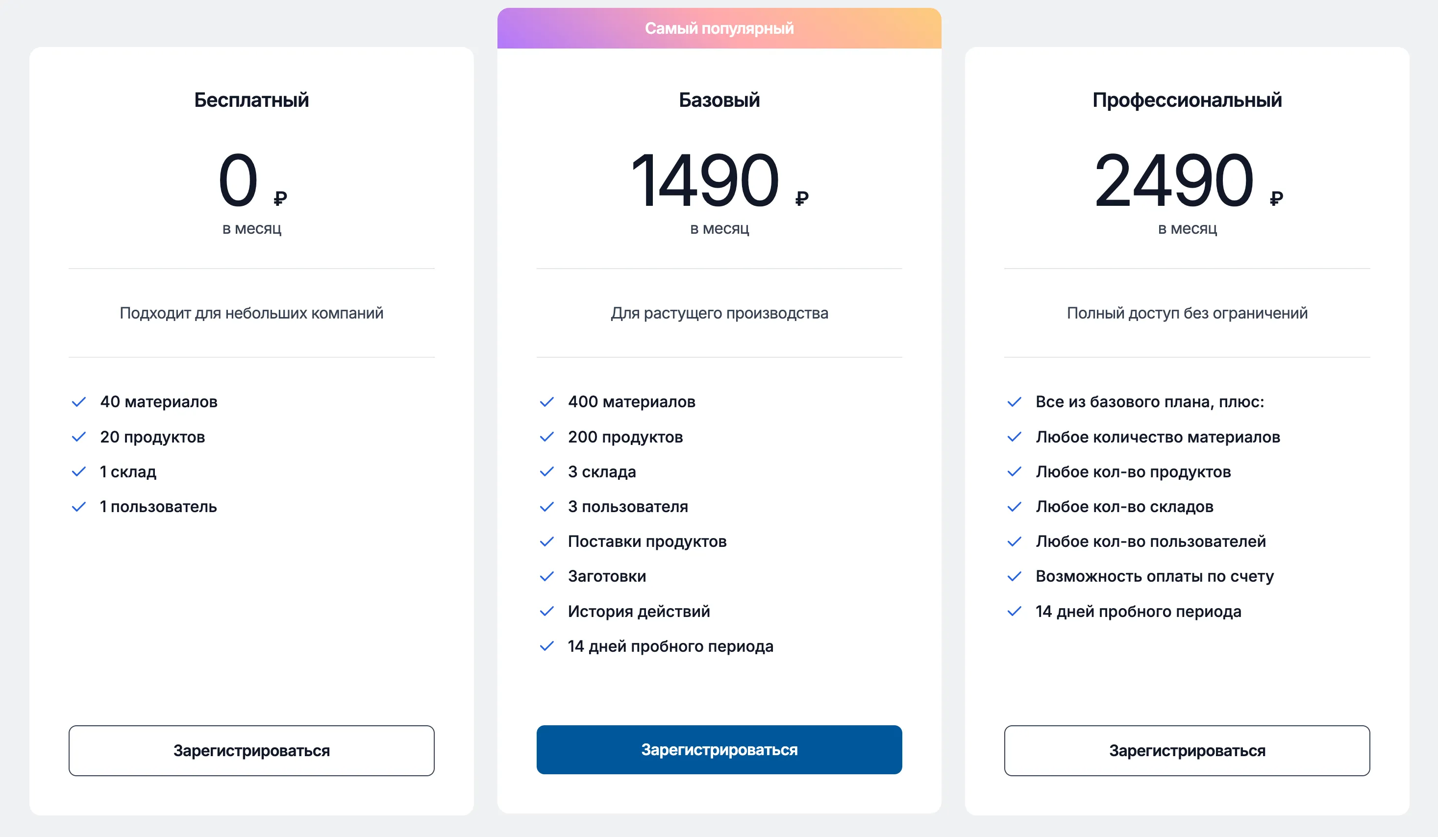 Тарифы товароучетной программы Controlata